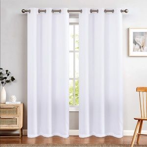 Waffle Weave White Window 2 Panel Curtains